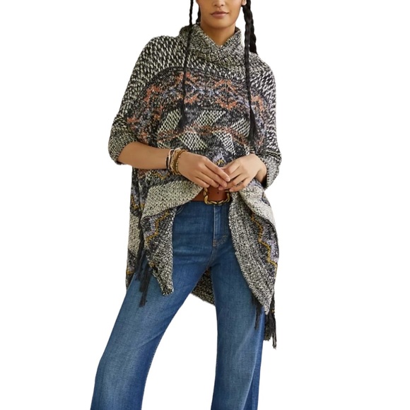 Anthropologie Sweaters - NEW Anthropologie Pilcro Magda Knit Poncho with Fringe